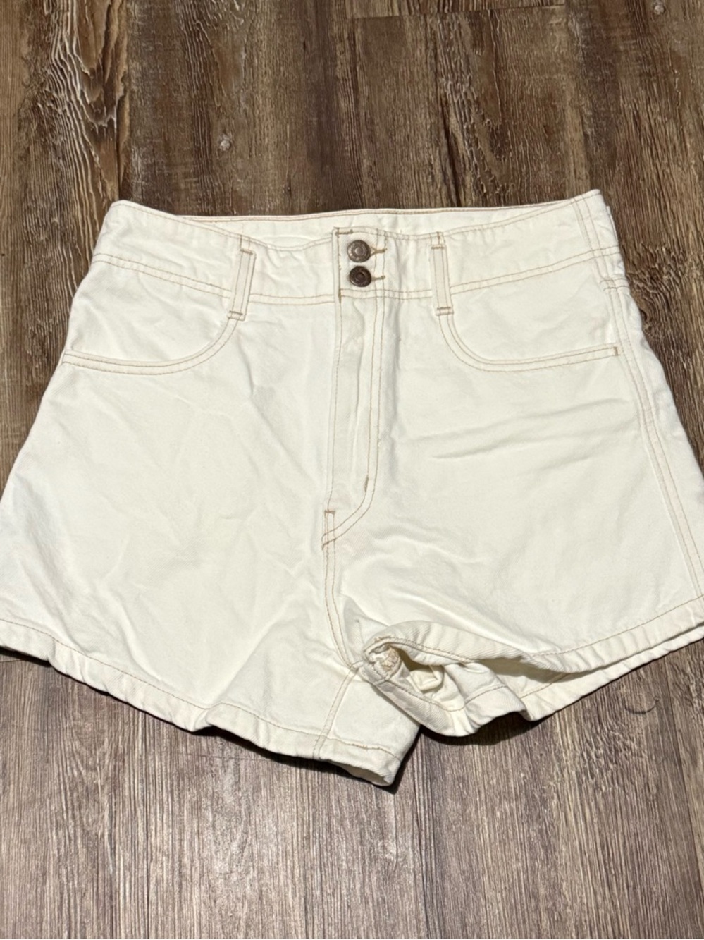 Levi's Cream High-Rise Jean Shorts